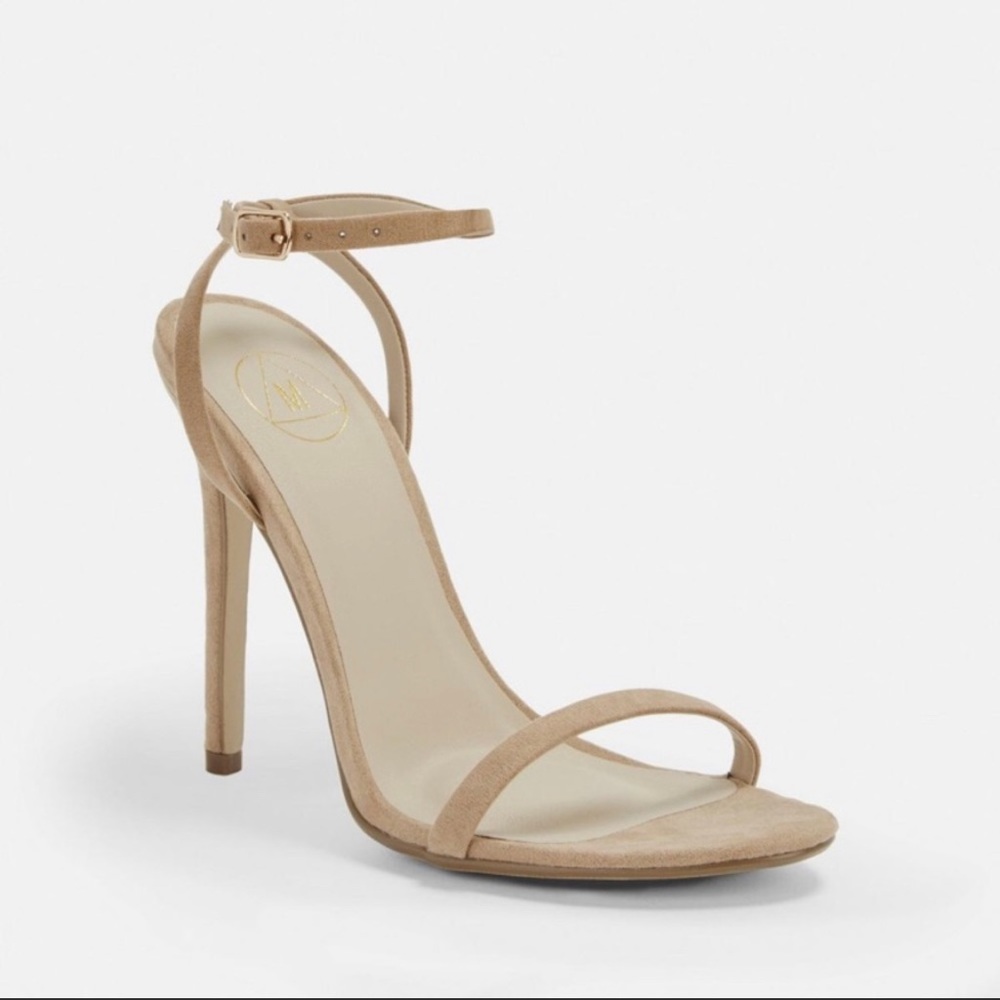 Missguided nude strappy minimal sandal heels shoes